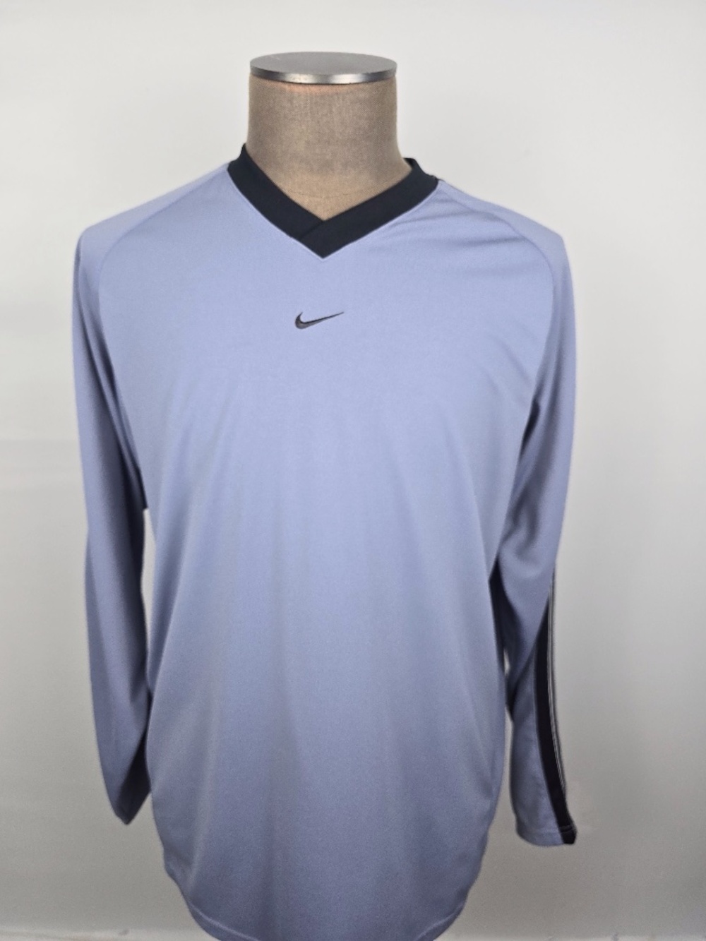Vintage Nike Dri Fit Y2K Center Swoosh Long Sleeve Soccer Jersey Gray XL NWOT